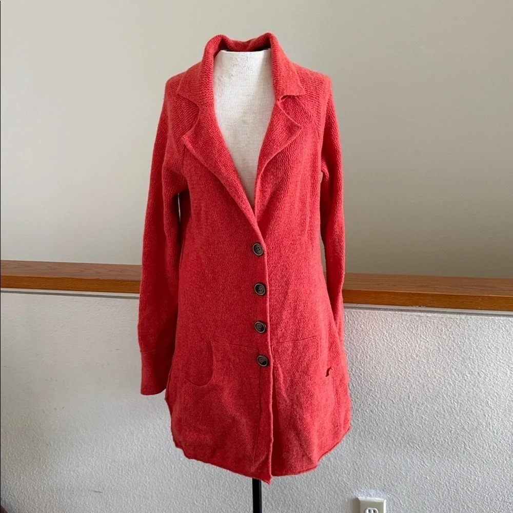Free people orange wool cardigan jacket coat oversized knit trench
